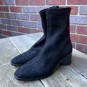ALDO | Flex | Sock Fit |Zipper|Black |Stretch Suede |Block Teardrop Heel |Size 7